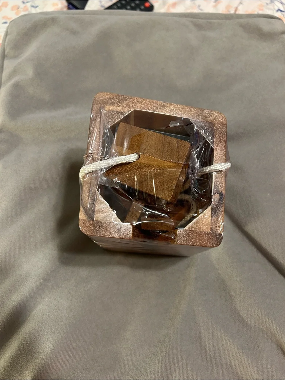 Wooden Bottle Puzzle Holder in Brown